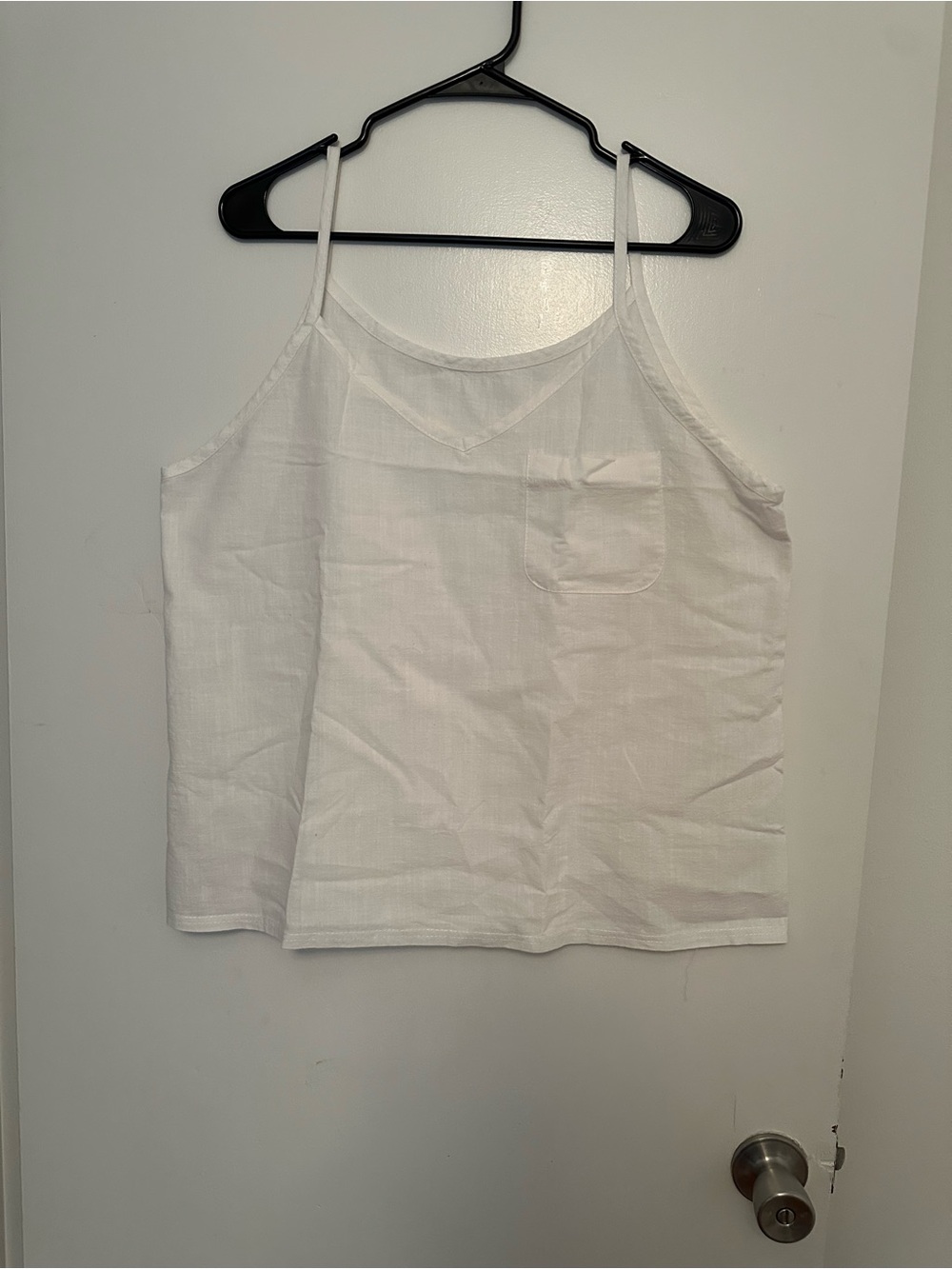 Women’s White Linen Spaghetti Strap Cami